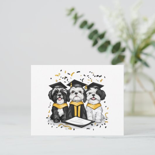 Afstuderen Shih Tzu Dogs Briefkaart (Staand voorkant)
