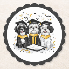 Afstuderen Shih Tzu Dogs Kartonnen Onderzetters