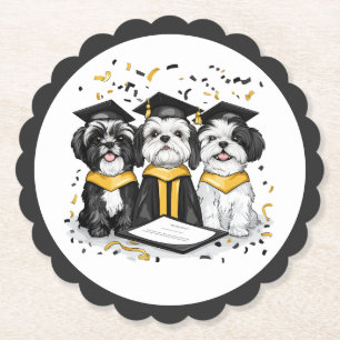 Afstuderen Shih Tzu Dogs Kartonnen Onderzetters