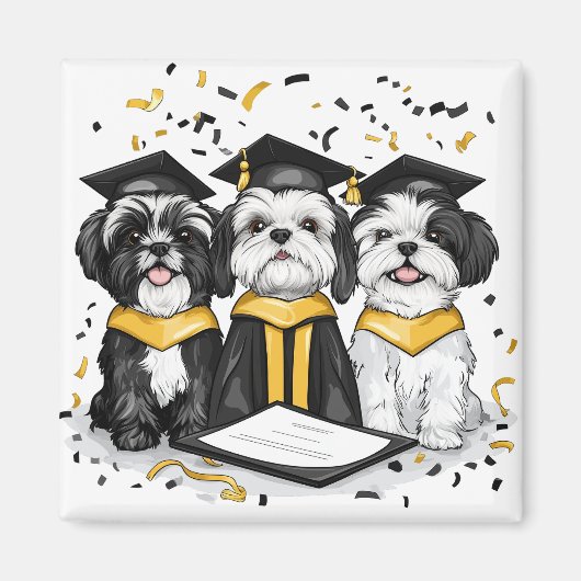Afstuderen Shih Tzu Dogs Magneet (Voorkant)