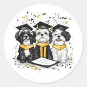 Afstuderen Shih Tzu Dogs Ronde Sticker (Voorkant)