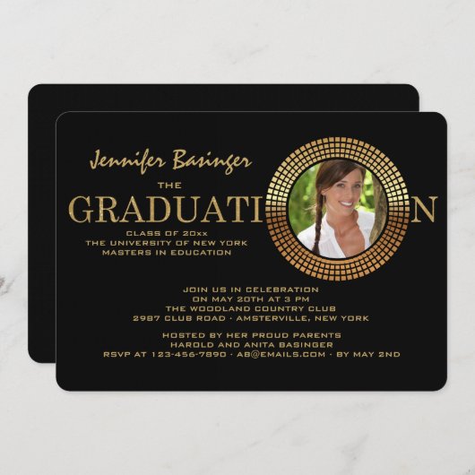 Afstuderen Shimmer Fotouitnodiging Kaart (Voorkant / Achterkant)