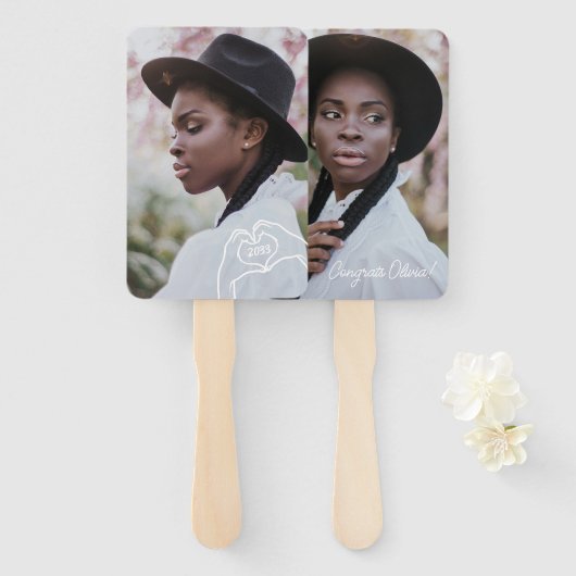 Afstuderen Sign Aangepaste foto Fan Set Handwaaier (Voorkant en achterkant)