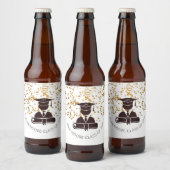 Afstuderen silhouet en diploma en Confetti Bier Etiket (Flessen)
