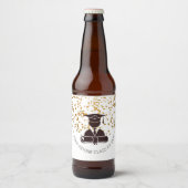 Afstuderen silhouet en diploma en Confetti Bier Etiket (Voorkant)