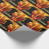 Afstuderen silhouet vieren op vuurwerk cadeaupapier (Hoek)