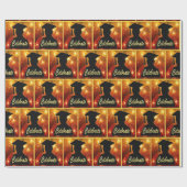 Afstuderen silhouet vieren op vuurwerk cadeaupapier (Vlak)