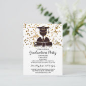 Afstuderen Silhouette Diploma en Confetti Uitnodiging Briefkaart (Staand voorkant)