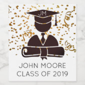 Afstuderen Silhouette Diploma en Confetti Wijn Etiket (Enkel label)