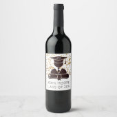 Afstuderen Silhouette Diploma en Confetti Wijn Etiket (Voorkant)