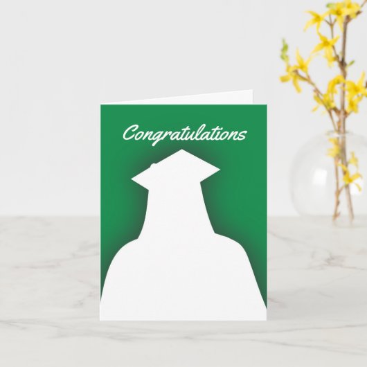 Afstuderen Silhouette Folded Wenskaart Kaart (Gele Bloem)