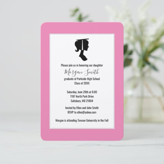 Afstuderen Silhouette Graduation Aankondigingen (Staand voorkant)