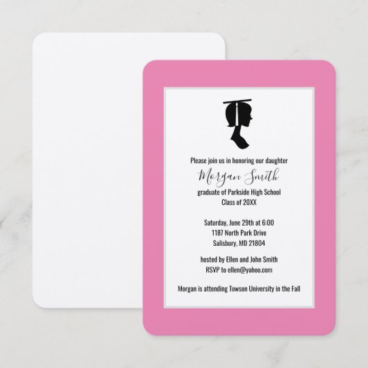Afstuderen Silhouette Graduation Aankondigingen (Voorkant / Achterkant)