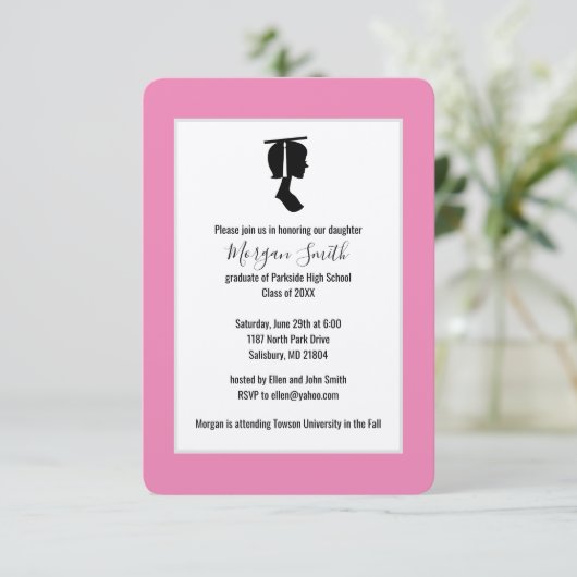 Afstuderen Silhouette Graduation Aankondigingen (Staand voorkant)