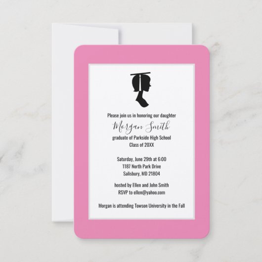 Afstuderen Silhouette Graduation Aankondigingen (Voorkant)