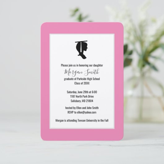 Afstuderen Silhouette Graduation Aankondigingen (Staand voorkant)