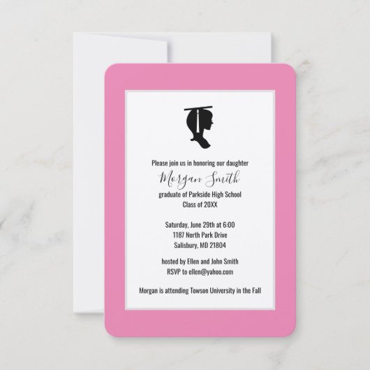 Afstuderen Silhouette Graduation Aankondigingen (Voorkant)