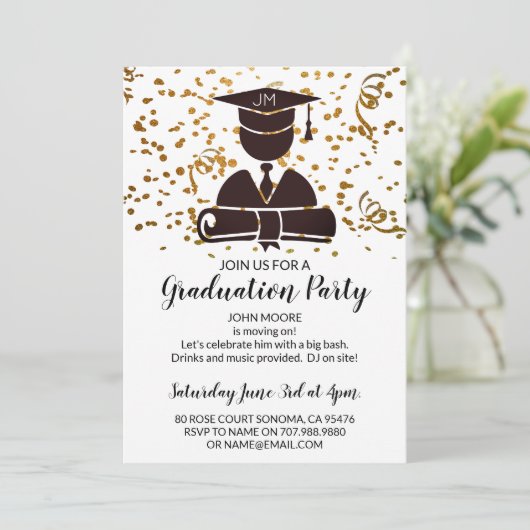 Afstuderen Silhouette met diploma's en Confetti Kaart (Staand voorkant)