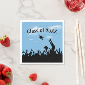 Afstuderen silhouettes op blauwe hemel servet (Insitu)