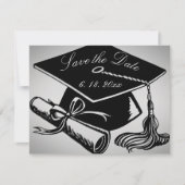 Afstuderen Silver Black Pet Diploma Save the Date Aankondiging (Voorkant)