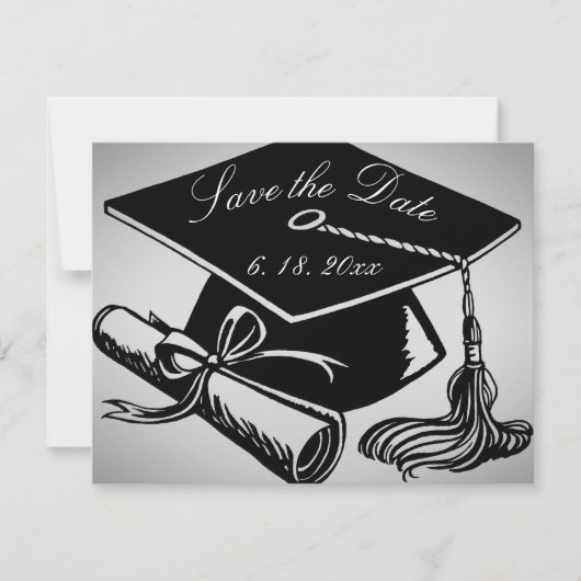 Afstuderen Silver Black Pet Diploma Save the Date Aankondiging (Voorkant)