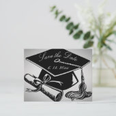 Afstuderen Silver Black Pet Diploma Save the Date Aankondiging (Staand voorkant)