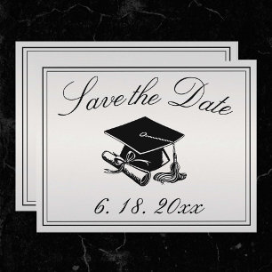 Afstuderen Silver Black Pet Diploma Save the Date Aankondiging