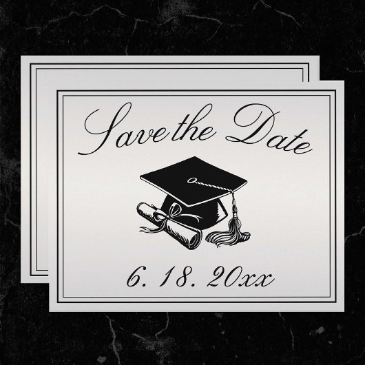 Afstuderen Silver Black Pet Diploma Save the Date Aankondiging