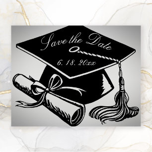 Afstuderen Silver Black Pet Diploma Save the Date Aankondiging