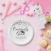 Afstuderen Silver Confetti Script CONGRATS AFSTUDE Papieren Bordje (Feest)