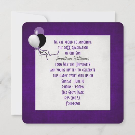 Afstuderen Silver Laurel op Paars Kaart (Achterkant)