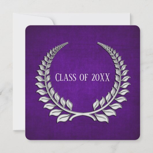 Afstuderen Silver Laurel op Paars Kaart (Voorkant)