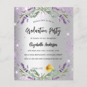Afstuderen Silver lavender-begrotingsuitnodiging (Voorkant)