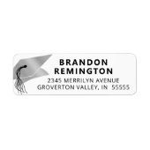 Afstuderen Silver Mortarboard Black Etiket (Voorkant)