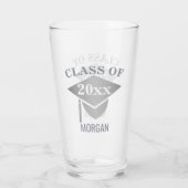 Afstuderen Silver Mortarboard Tassel Fun Reunion Glas (Achterkant)