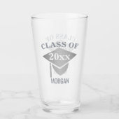 Afstuderen Silver Mortarboard Tassel Fun Reunion Glas (Voorkant)