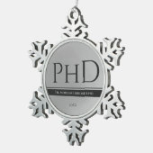 Afstuderen Silver Name Jaar PhD Tin Sneeuwvlok Ornament (Rechts)