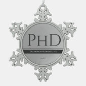Afstuderen Silver Name Jaar PhD Tin Sneeuwvlok Ornament (Voorkant)