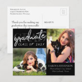 Afstuderen Silver-script | Afstudeerder Foto Dank  Briefkaart (Voorkant / Achterkant)