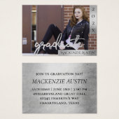 Afstuderen Silver-script | Penseelfoto aankondigin Visitekaartje (Voorkant /achterkant)