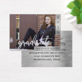 Afstuderen Silver-script | Penseelfoto aankondigin Visitekaartje (Bureau)