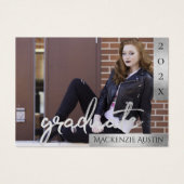 Afstuderen Silver-script | Penseelfoto aankondigin Visitekaartje (Voorkant)