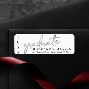 Afstuderen Silver-script   Trendy Faux Metallic Etiket