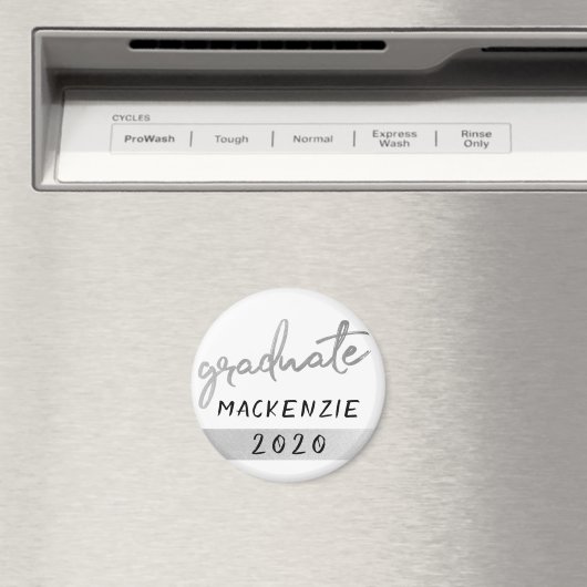 Afstuderen Silver-script | Trendy Faux Metallic Magneet (Insitu (Vaatwasser))