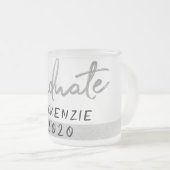 Afstuderen Silver-script | Trendy Faux Metallic Matglas Koffiemok (Voorkant rechts)