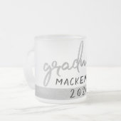 Afstuderen Silver-script | Trendy Faux Metallic Matglas Koffiemok (Voorkant links)