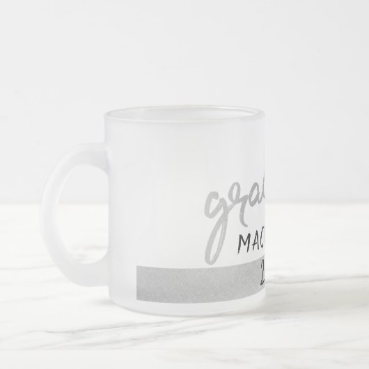 Afstuderen Silver-script | Trendy Faux Metallic Matglas Koffiemok (Links)