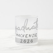 Afstuderen Silver-script | Trendy Faux Metallic Matglas Koffiemok (Center)