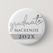 Afstuderen Silver-script | Trendy Faux Metallic Ronde Button 5,7 Cm (Voorkant)
