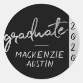 Afstuderen Silver-script | Trendy Faux Metallic Ronde Sticker (Voorkant)